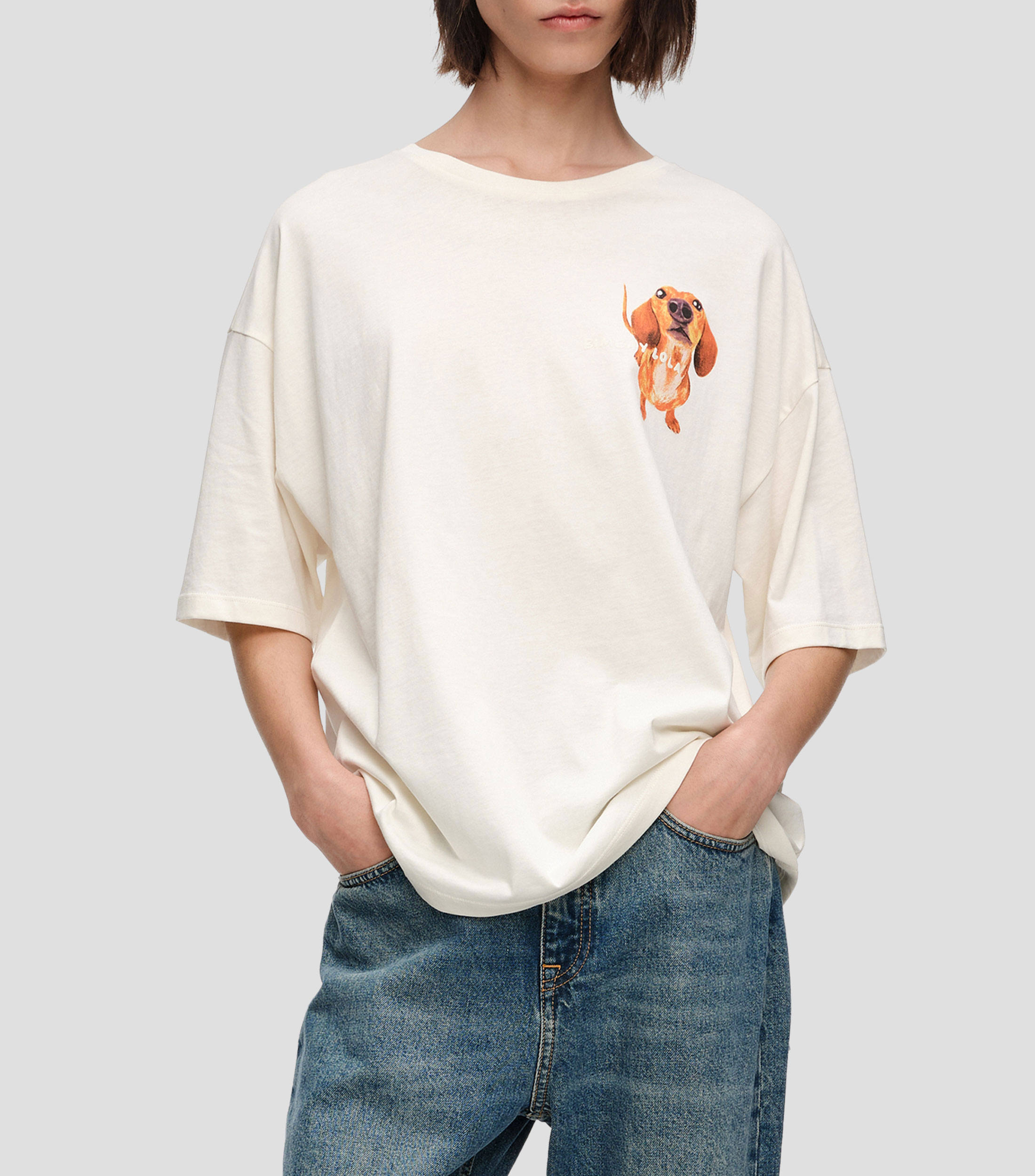 Playera cuello redondo manga corta estampada Mujer